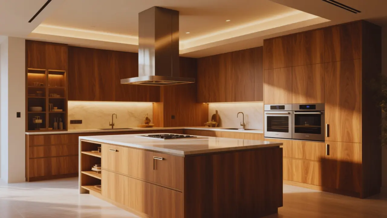 Fluted wood kitchen island trends