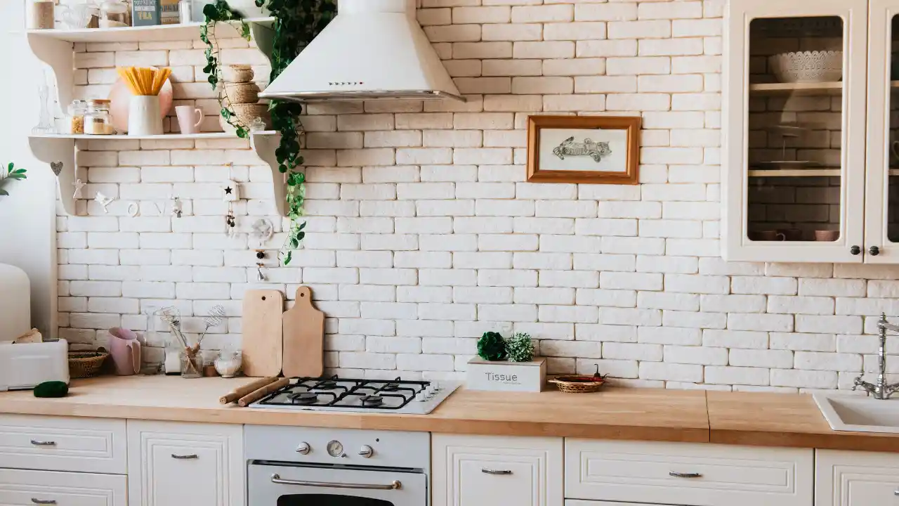 Zellige tile backsplash kitchen aesthetic
