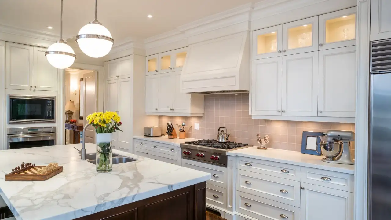 moody blue kitchen