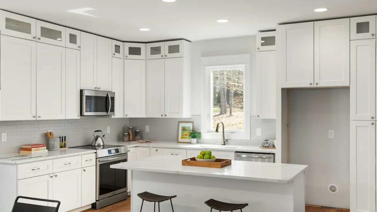 white oak and black kitchen